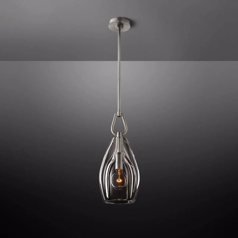 Boten Modern Flute Glass Pendant Light 6", 8", 9" Pendant Light Kevin Studio Inc Satin Nickel 6''D 