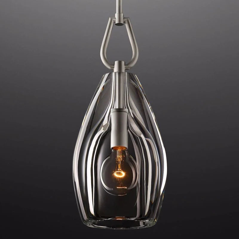 Boten Modern Flute Glass Pendant Light 6", 8", 9" Pendant Light Kevin Studio Inc Satin Nickel 9''D 