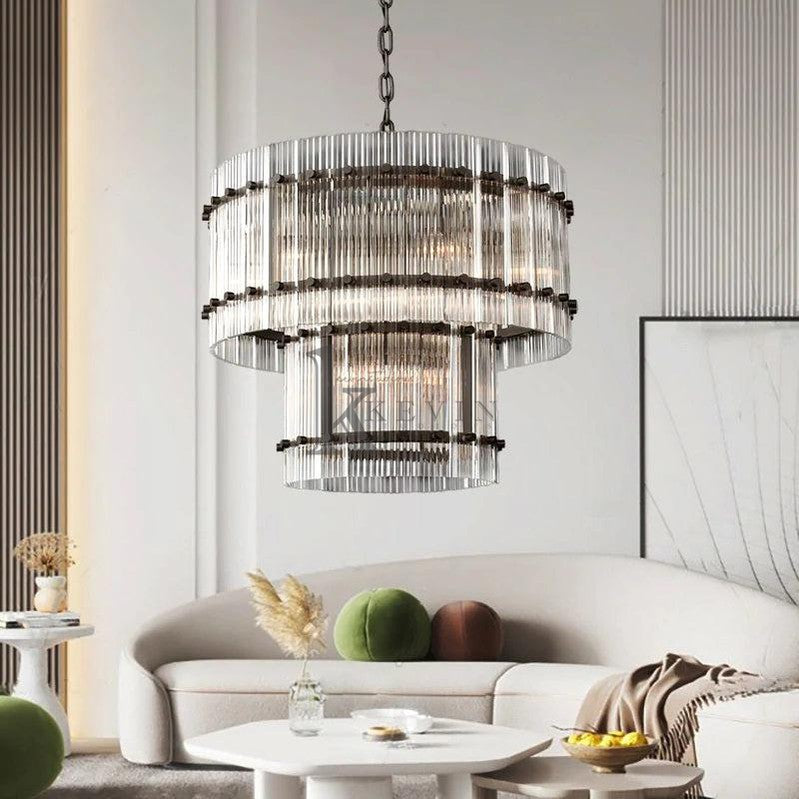 Soria Modern Two-Tier Glass Bedroom Chandelier 22", 37", 48", 60" chandelier Kevin Studio Inc   