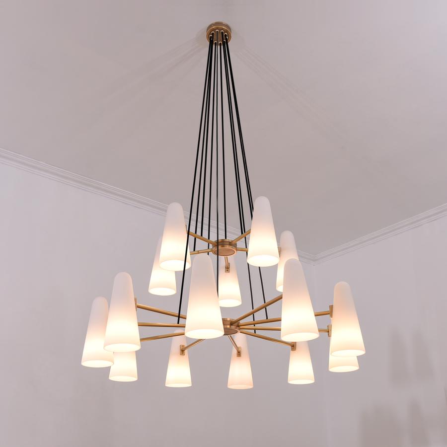 Lydia Modern White Ceramics 2-Tier Round Chandelier 44",15-lights Chandelier Kevin Studio Inc   