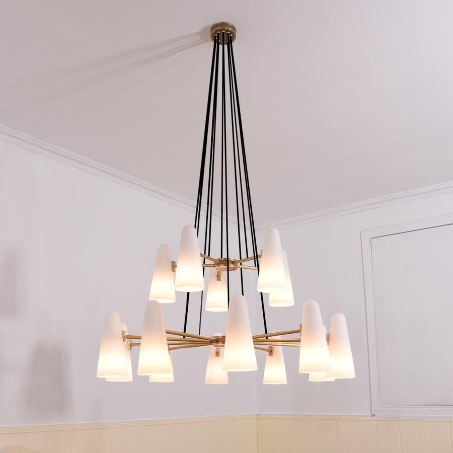 Lydia Modern White Ceramics 2-Tier Round Chandelier 44",15-lights Chandelier Kevin Studio Inc   