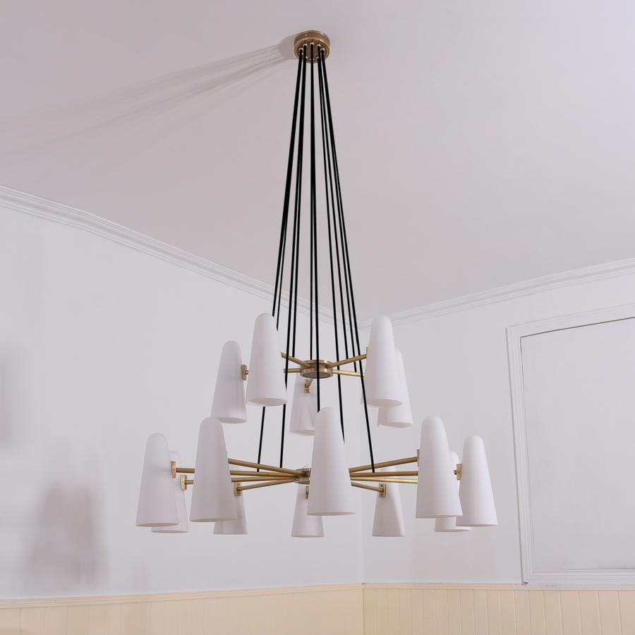 Lydia Modern White Ceramics 2-Tier Round Chandelier 44",15-lights Chandelier Kevin Studio Inc   