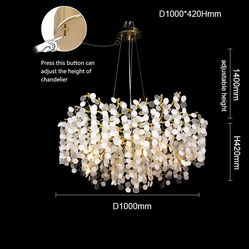 Hades Modern Gold Blossom Crystal Round Branch Chandelier For Living Room Branch Chandelier Kevin Studio Inc 39.37"DIAM  