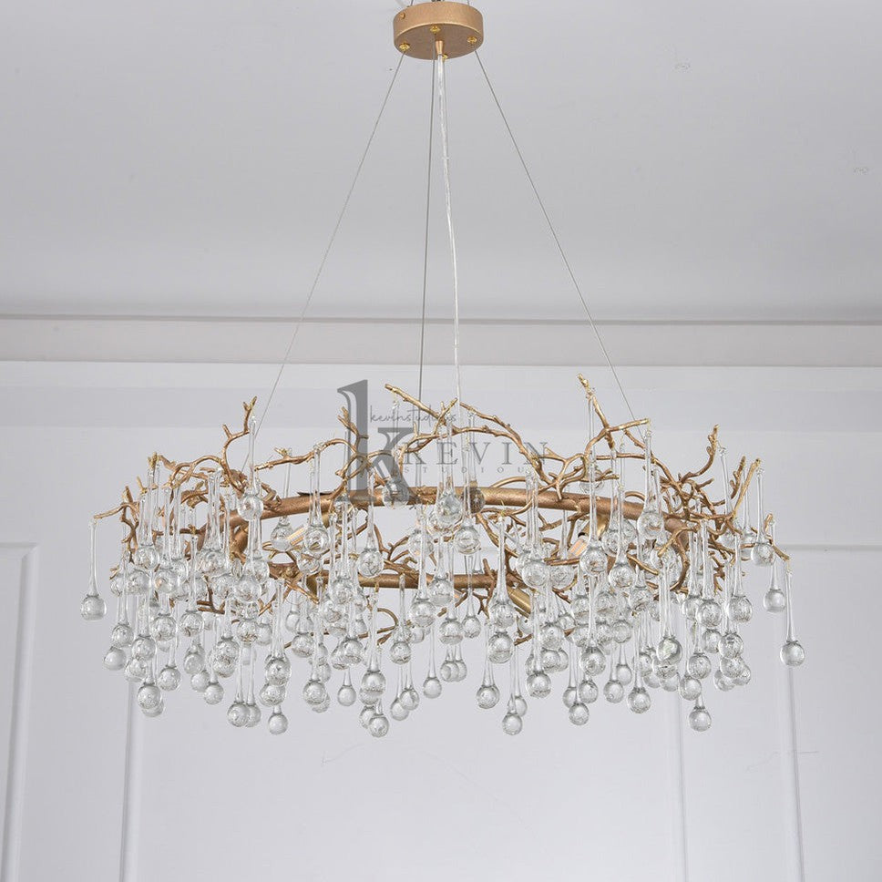 Vance Modern Round Small Water Drop Branch Chandelier Branch Chandelier Kevin Studio Inc   