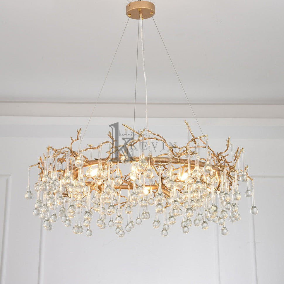 Vance Modern Round Small Water Drop Branch Chandelier Branch Chandelier Kevin Studio Inc   