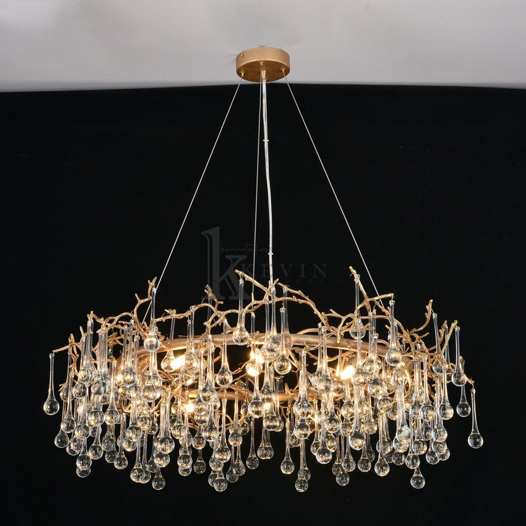 Vance Modern Round Small Water Drop Branch Chandelier Branch Chandelier Kevin Studio Inc   