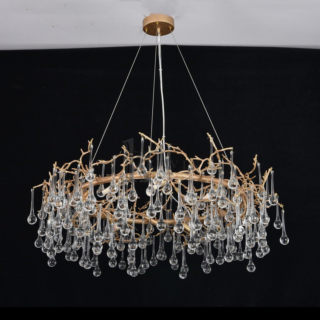 Vance Modern Round Small Water Drop Branch Chandelier Branch Chandelier Kevin Studio Inc   