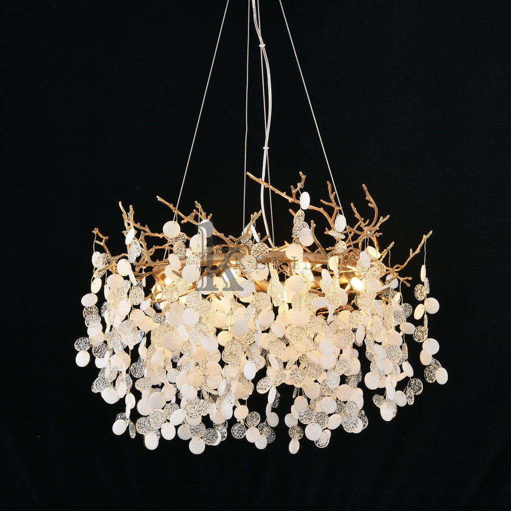 Electra Blossom Modern White Crystal Brass Branch Chandelier Branch Chandelier Kevin Studio Inc   