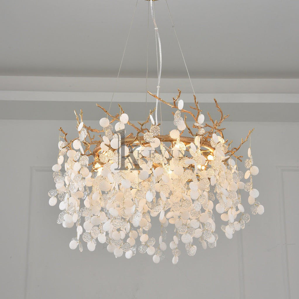 Electra Blossom Modern White Crystal Brass Branch Chandelier Branch Chandelier Kevin Studio Inc   