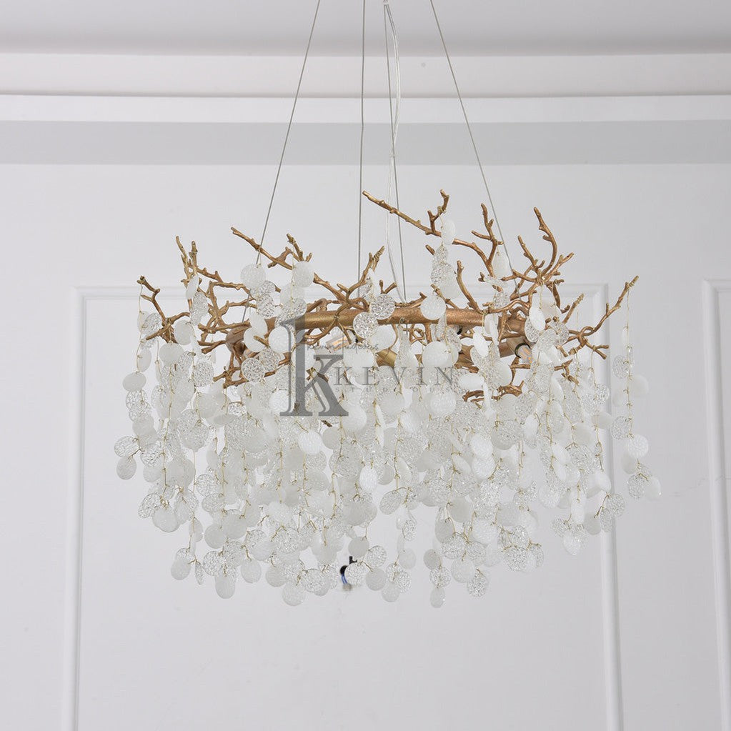 Electra Blossom Modern White Crystal Brass Branch Chandelier Branch Chandelier Kevin Studio Inc   