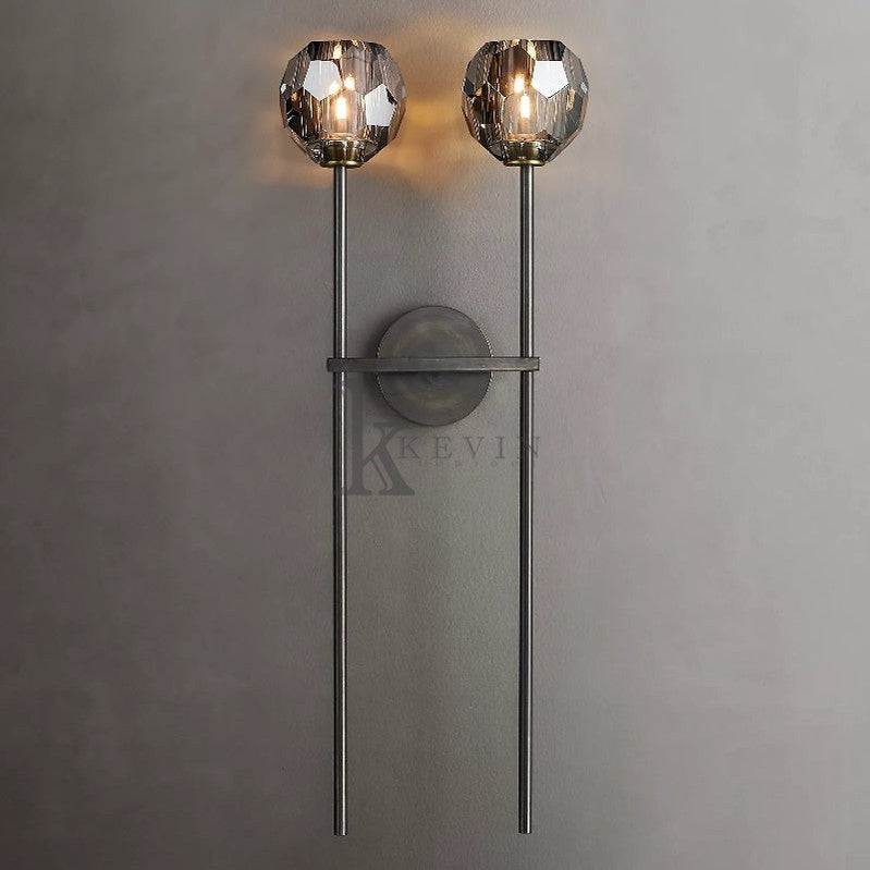 Floris Modern 2 Lights Crystal Ball Long Wall Sconce wall sconce Kevin Studio Inc   