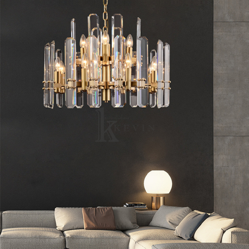 Lavan Modern Faceted Crystal Chandelier 24", 36", 48" chandelier Kevin Studio Inc   