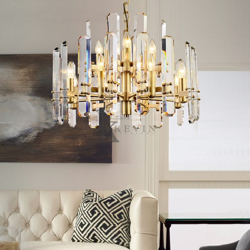 Lavan Modern Faceted Crystal Chandelier 24", 36", 48" chandelier Kevin Studio Inc   