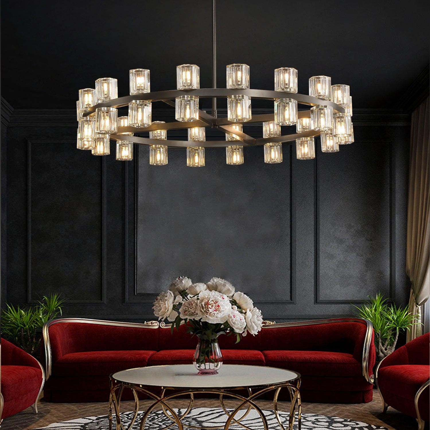 Aminda Modern Round Crystal Chandelier Light For Living Room 36", 48", 60" chandelier Kevin Studio Inc   