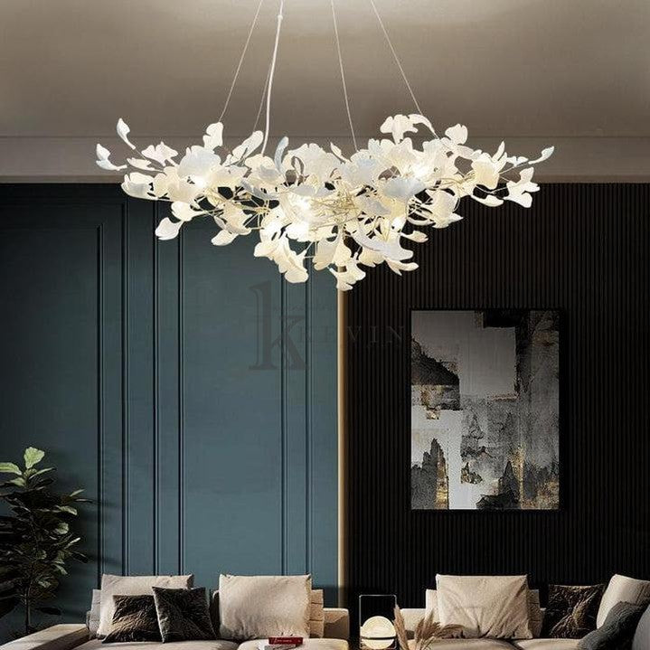 Marsh Modern Porcelain Linear Gold Chandelier, Modern Branch Chandelier for Dining Table Branch Chandelier Kevin Studio Inc   