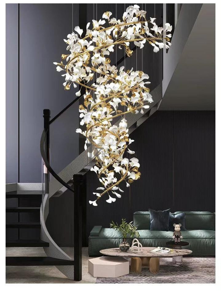 Marsh Modern Porcelain Linear Gold Chandelier, Modern Branch Chandelier for Dining Table Branch Chandelier Kevin Studio Inc   