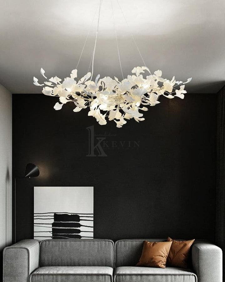 Marsh Modern Porcelain Linear Gold Chandelier, Modern Branch Chandelier for Dining Table Branch Chandelier Kevin Studio Inc   