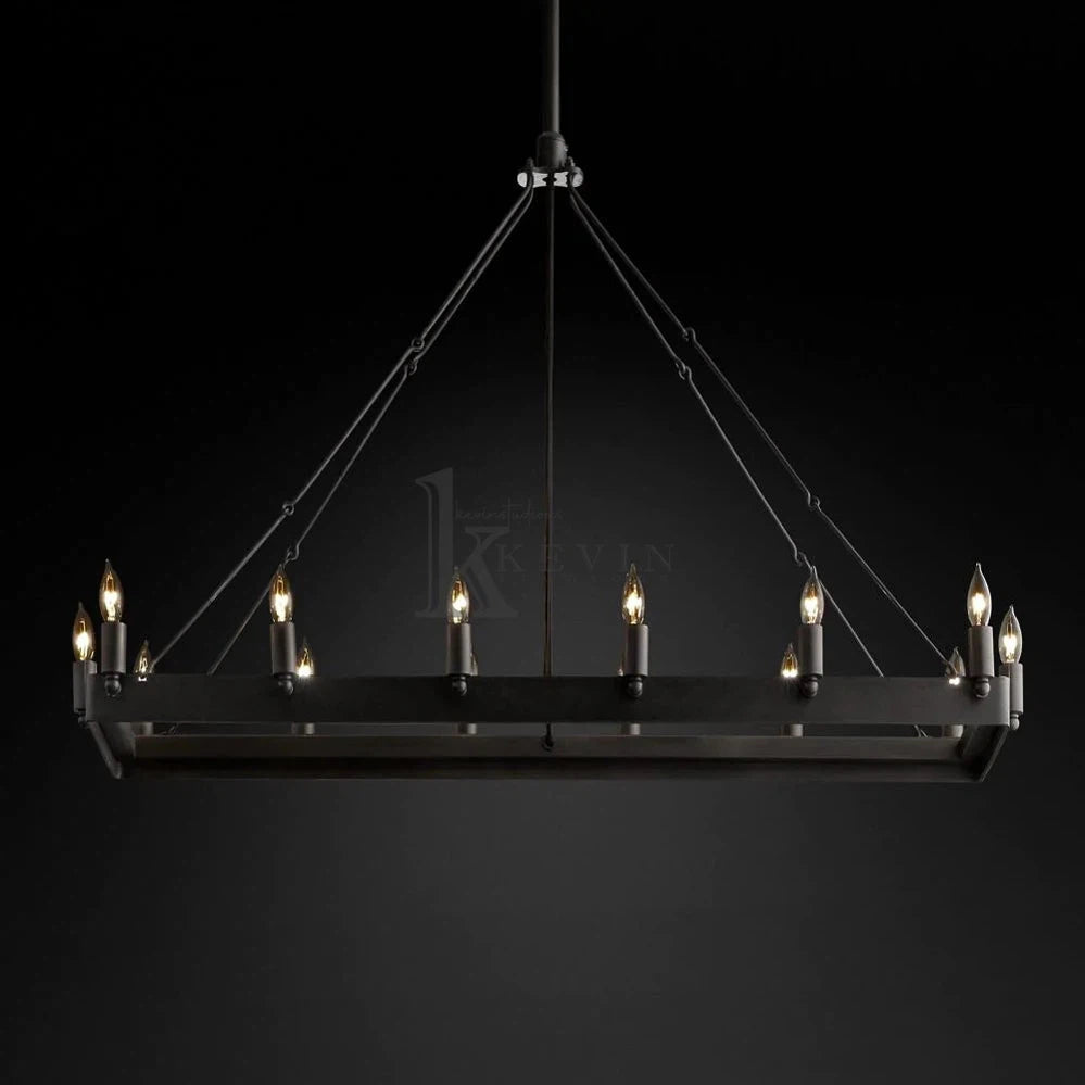 Kollie Vintage Rectangular Chandelier 41“, 52" chandelier Kevin Studio Inc 41" Matte Black Candelabra