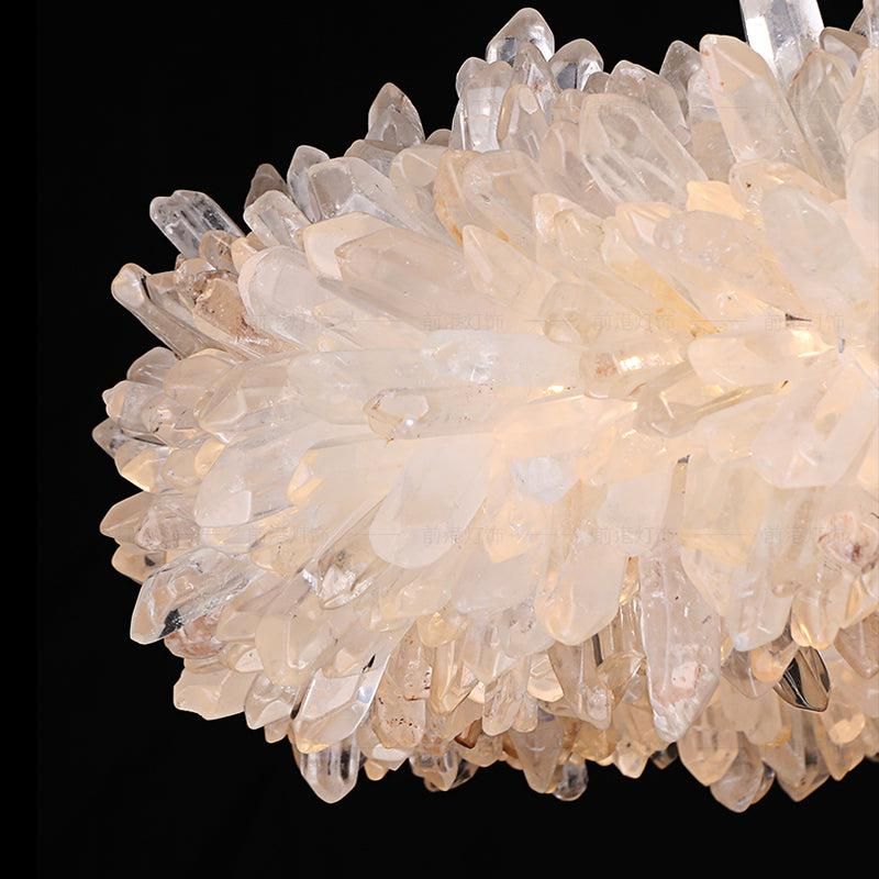 Modern Rock Crystal Halo Chandelier Over Dining Table Chandelier Kevin Studio Inc   