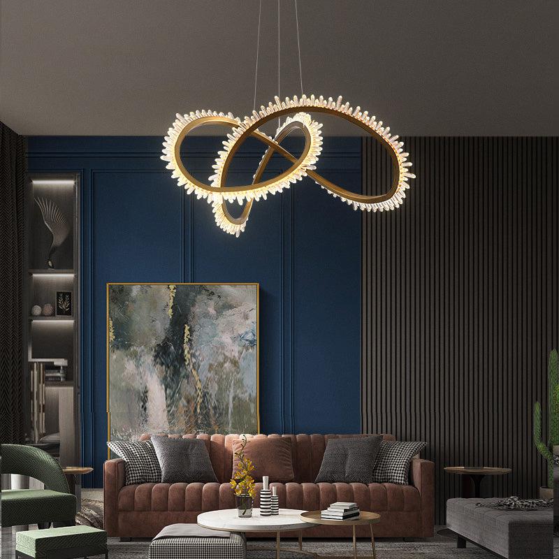 Tryggr Modern Rock Crystal Ring Chandelier For Living Room Chandelier Kevin Studio Inc   