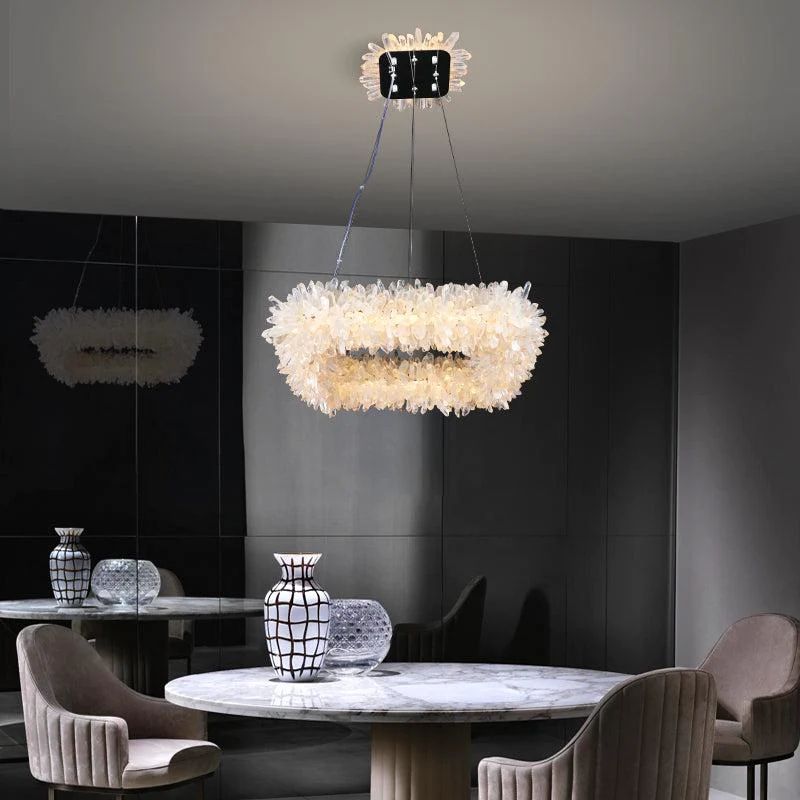 Leoline Modern Rock Crystal Square Chandelier For Bedroom, Elegant Chandelier Over Dining Table Chandelier Kevin Studio Inc   