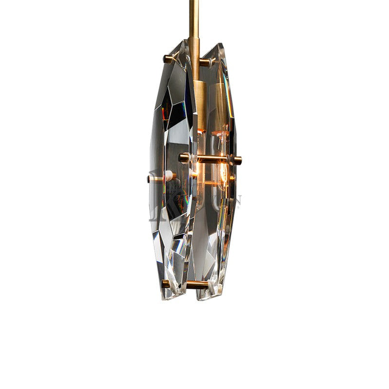 Whitney Modern Simple Faceted Crystal Pendant Lighting, Pendant Lamp Over Dining Table Pendant Light Kevin Studio Inc   