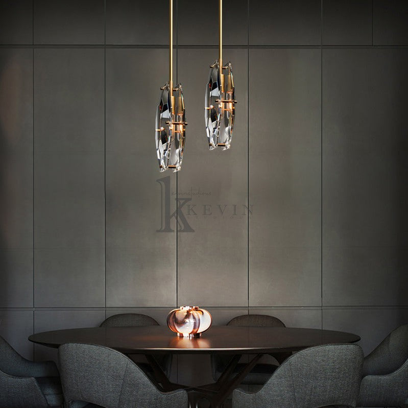 Whitney Modern Simple Faceted Crystal Pendant Lighting, Pendant Lamp Over Dining Table Pendant Light Kevin Studio Inc   