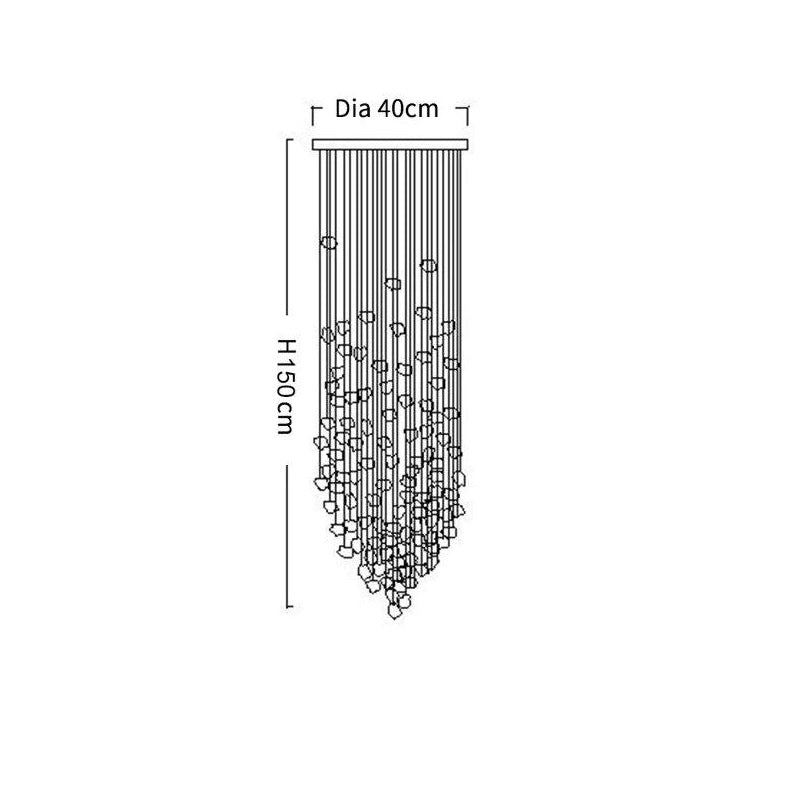 Rain Drop Crystal Falls Round Modern Chandelier For Staircase Chandeliers Kevin Studio Inc   