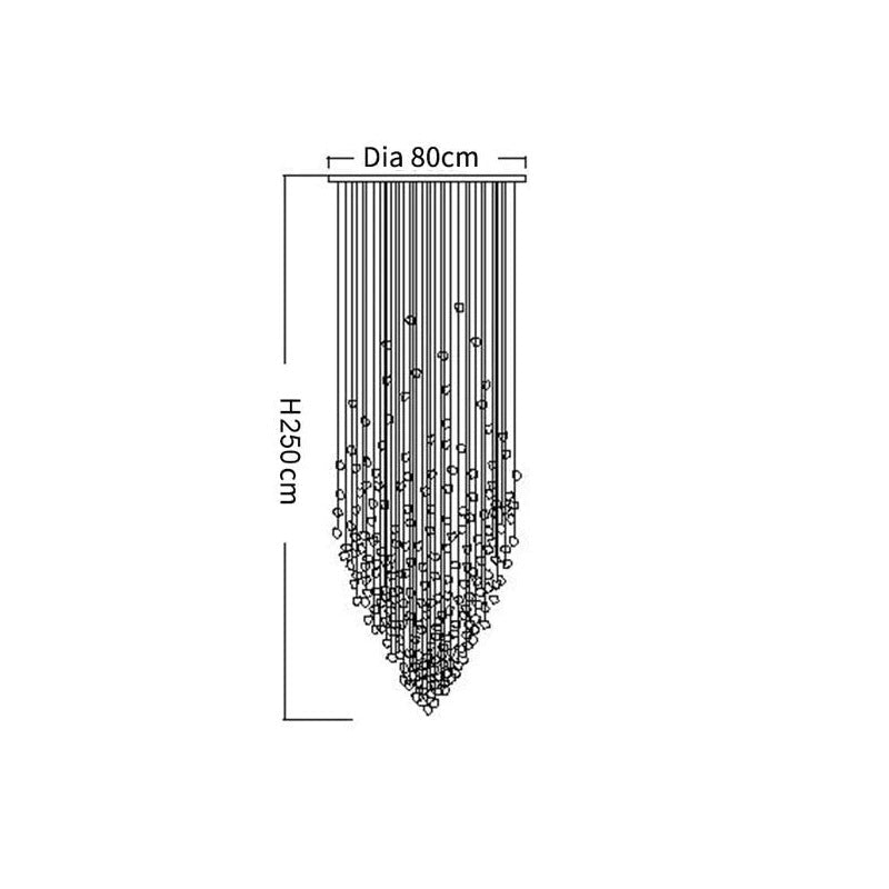 Rain Drop Crystal Falls Round Modern Chandelier For Staircase Chandeliers Kevin Studio Inc   