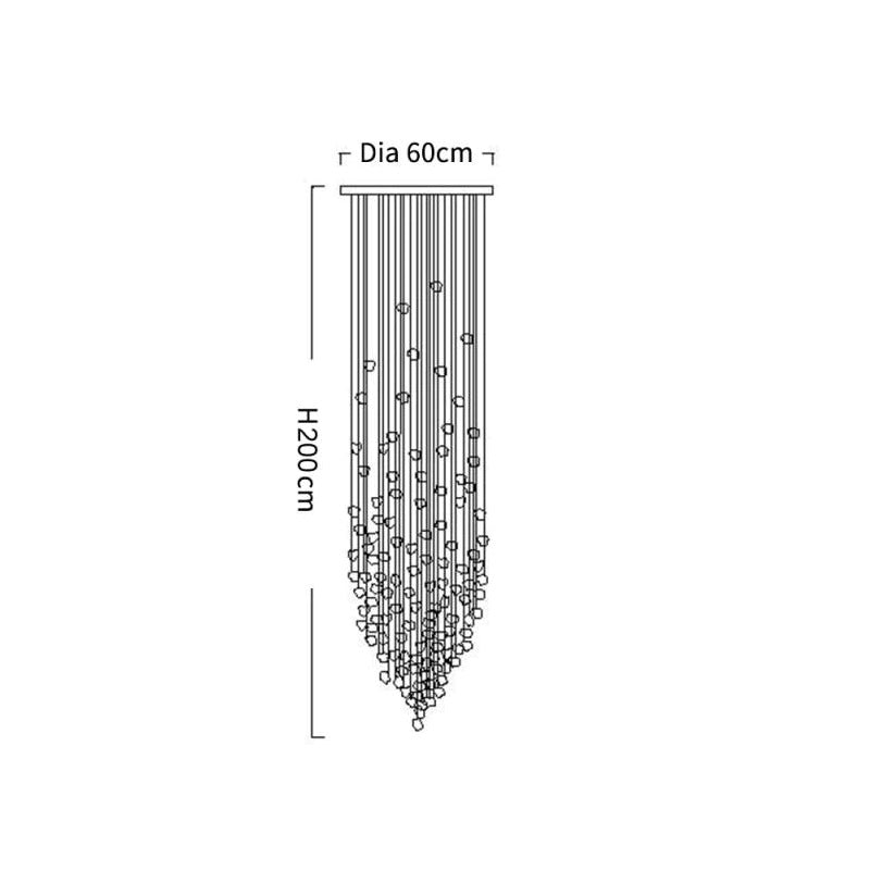 Rain Drop Crystal Falls Round Modern Chandelier For Staircase Chandeliers Kevin Studio Inc   