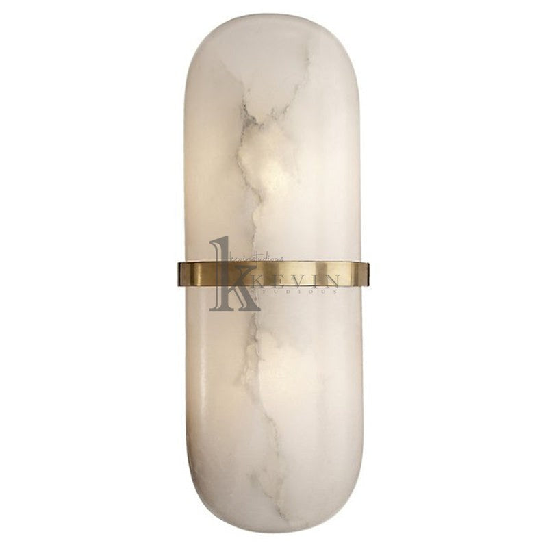 Cloma Modern Melange Alabaster Pill Form Wall Sconce Wall Light Fixtures Kevin Studio Inc Brass  