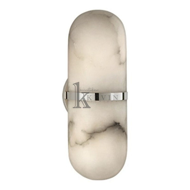 Cloma Modern Melange Alabaster Pill Form Wall Sconce Wall Light Fixtures Kevin Studio Inc Polished Nickel  