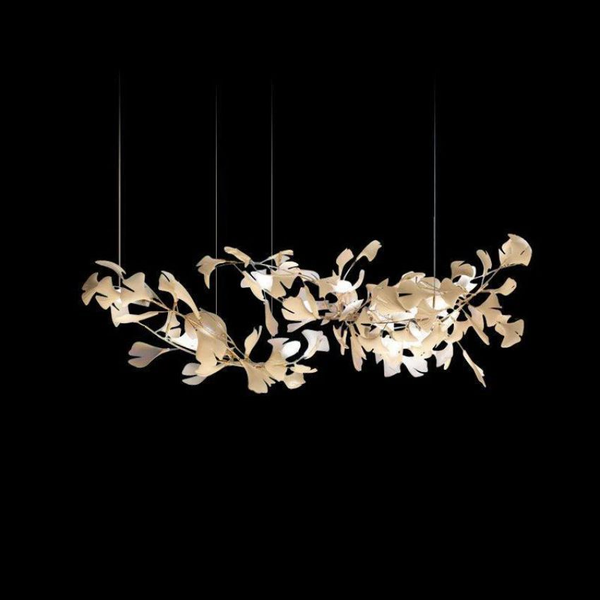 Modern Ceramic Ginkgo Leave Chandelier 4 Sizes Over Dining Table Chandelier Kevin Studio Inc 59" L  