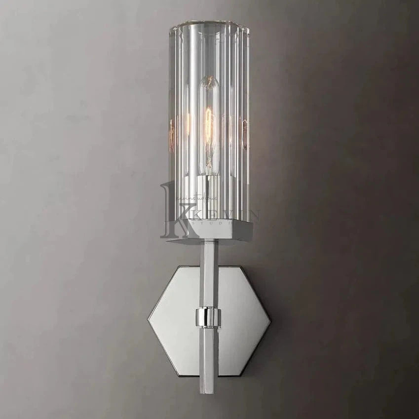 Kina Modern Hexagonal Short Torch Wall Sconce 14"H, 19"H wall sconce Kevin Studio Inc 14"H Polished Nickel 