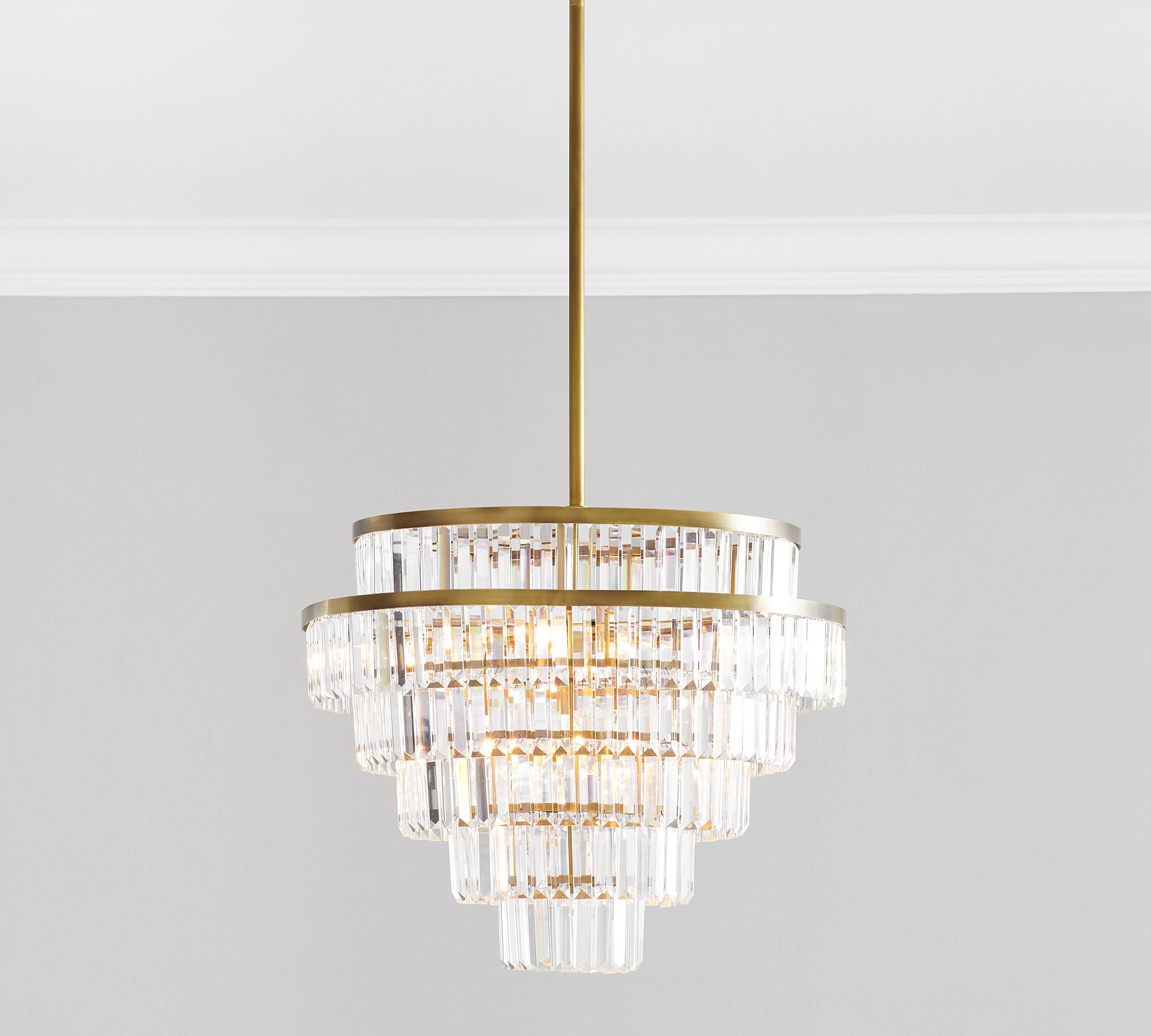 Whitney Modern Multi-Tier Crystal Round Chandelier Over Dining Table chandelier Kevin Studio Inc   