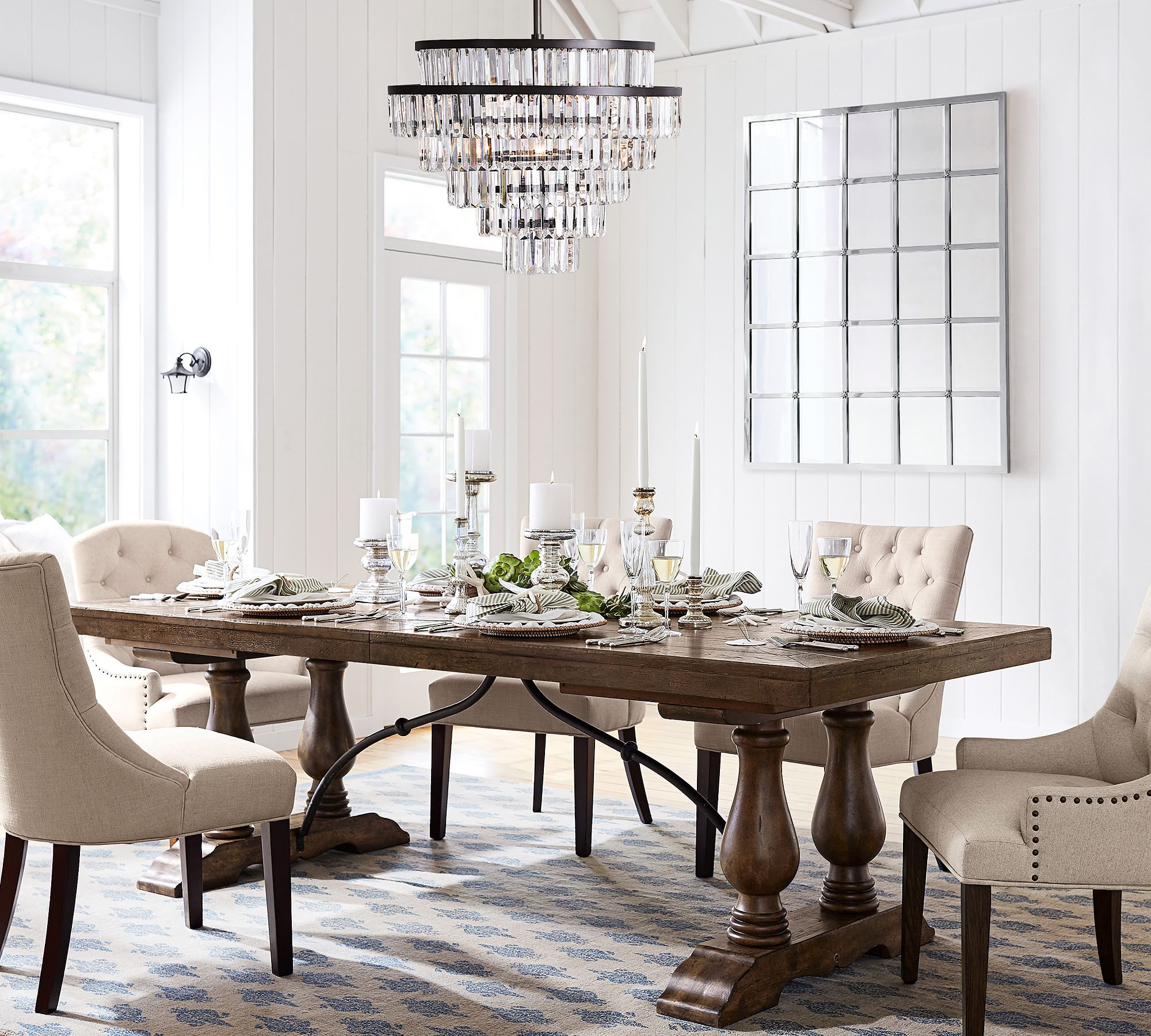 Whitney Modern Multi-Tier Crystal Round Chandelier Over Dining Table chandelier Kevin Studio Inc   