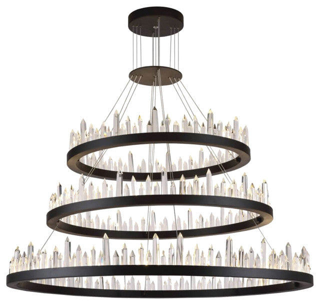 Malta Modern Rock Crystal Satin Dark Gray Chandelier For Staircase chandelier Kevin Studio Inc small  