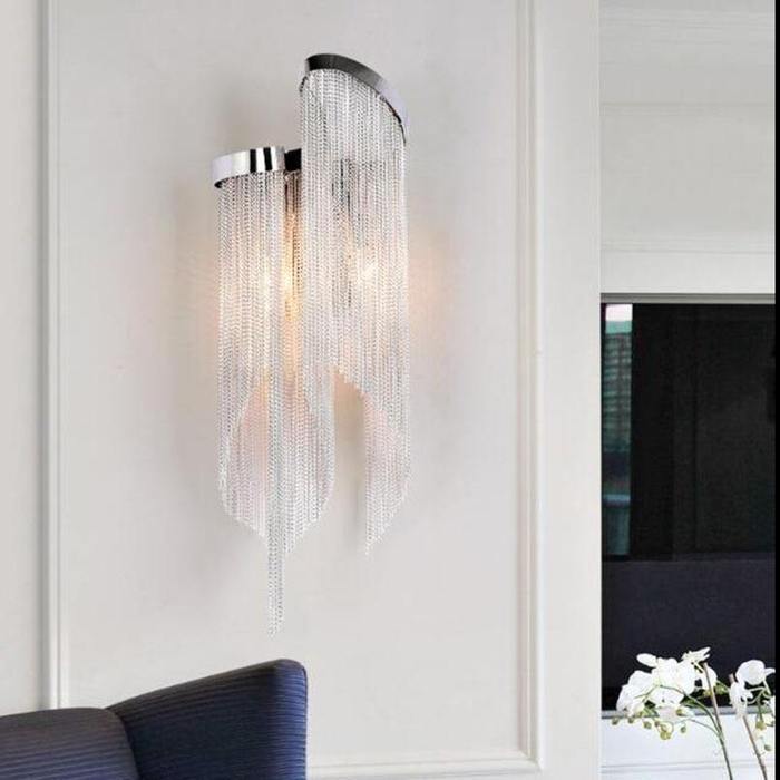 Flavio Modern Aluminum Chain Tassel Wall Sconce Wall Sconce Kevin Studio Inc   