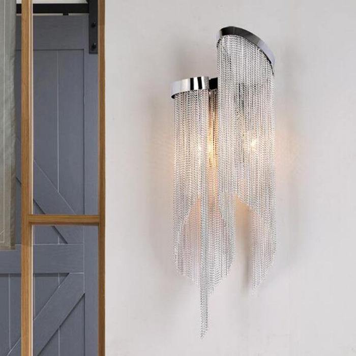 Flavio Modern Aluminum Chain Tassel Wall Sconce Wall Sconce Kevin Studio Inc   