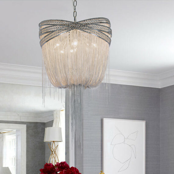 Morgan Modern Rings Chain Tassel Pendant Chandelier Chandelier Kevin Studio Inc   