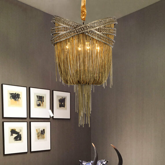 Morgan Modern Rings Chain Tassel Pendant Chandelier Chandelier Kevin Studio Inc   