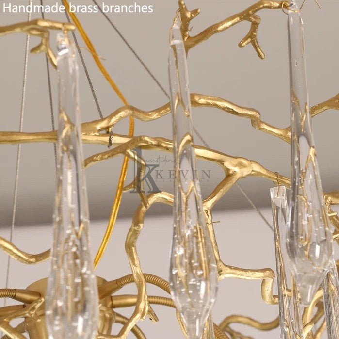 Carol Amboise Crystal Droplet Branch Staircase Chandelier Branch Chandelier Kevin Studio Inc   